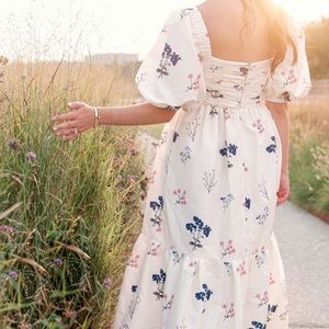 Self-Portrait Floral Taffeta Midi Dress